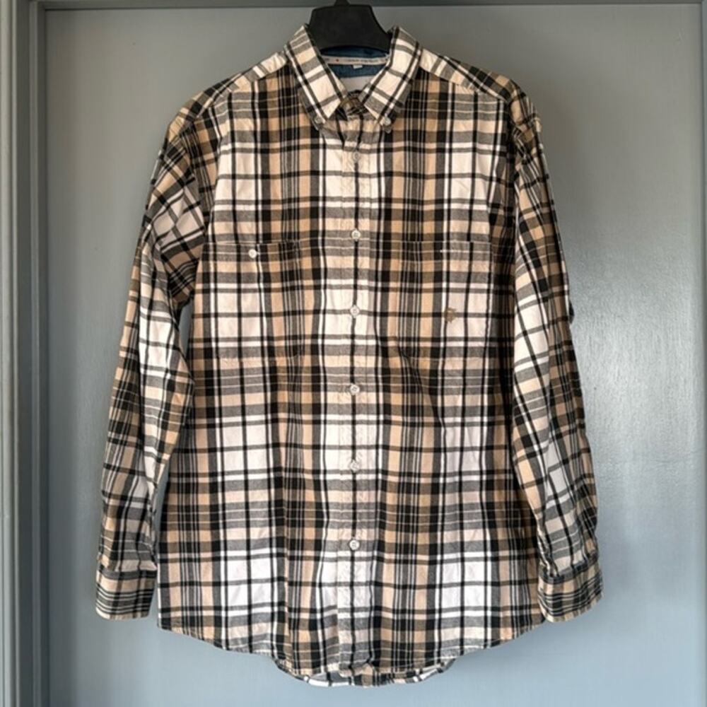 Cowboy Hardware Mens Plaid Size Large Long Sleeved Button Shirt Pockets
